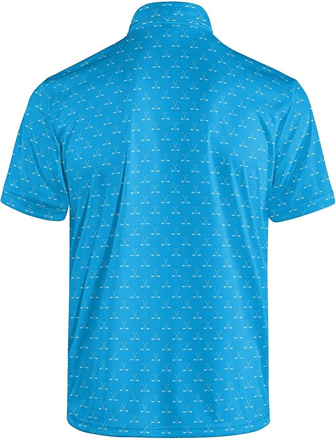 Golf Polo Shirts for Men Funny Print Short Sleeve Golf Shirts Performance Golf Polos