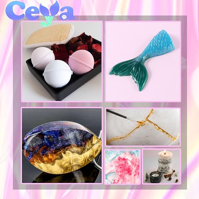 Ceya Mica Powder, 5.3oz/ 150g Shimmer Ghost Blue Pearlescent Effect Colorant - Image 6