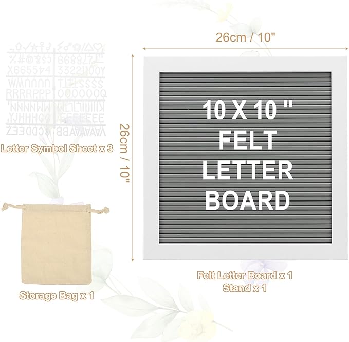 PATIKIL Felt Letter Board, 10x10Inches Gray White Wooden Changeable Message - Image 2