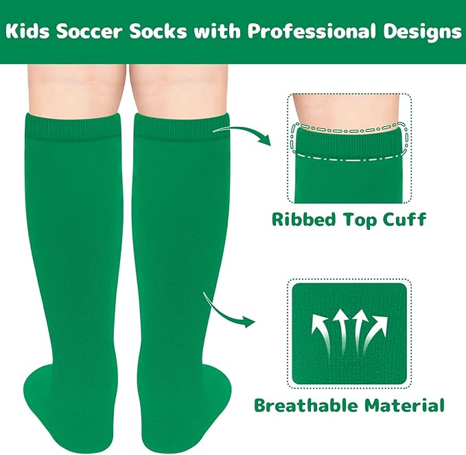 Olreco 1 Pack Toddler Kids Youth Soccer Socks Girls Boys Baseball Socks Youth Knee High Softball Football Accessories Cotton