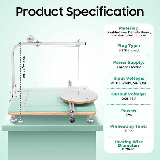 Foam Cutting Machine, 72W Hot Wire Foam Cutter Working Table Electric Hot Wire - Image 5