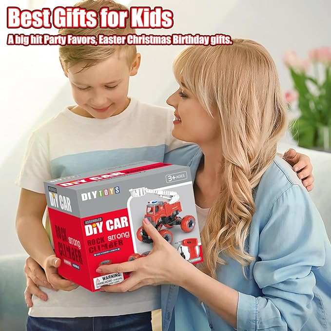 LUDILO 4PCS Fire Truck Toys for 3 4 5 Year Old Boy Birthday Gifts DIY Assembly - Image 6