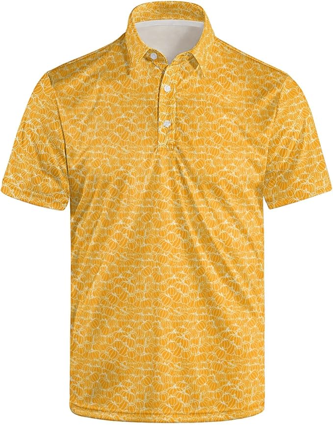 Golf Polo Shirts for Men Funny Print Short Sleeve Golf Shirts Performance Golf Polos