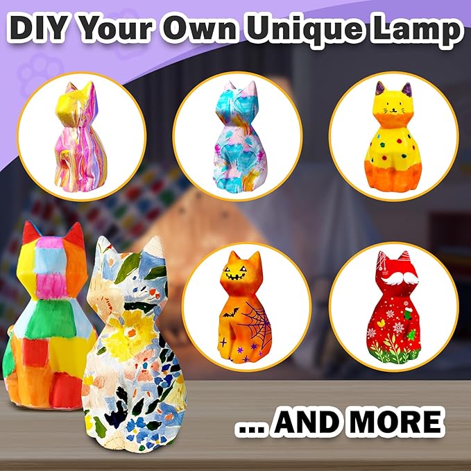 FUNZBO 2pcs Paint Your Own Cat Lamp - Image 6