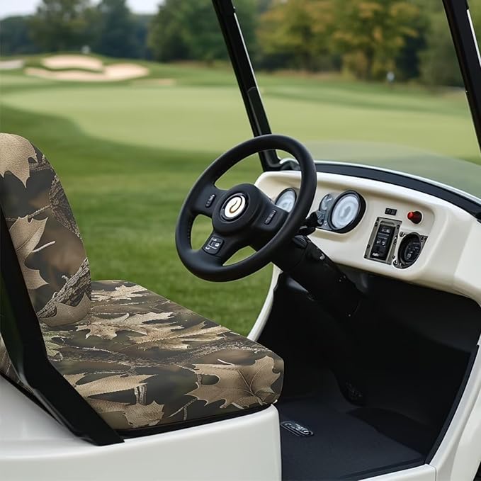 Bulopur Camo Golf Cart Seat Cushion Cover and Backrest Cover Set of 2 Breathable Golfcart Seat Protective Covers Washable Fabric Universal Accessories for Golf Cart Seats Blanket