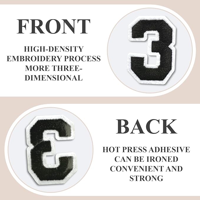 Letter and Number Iron On Patches, A-Z Alphabet and Numbers 0-9 Embroidery - Image 3