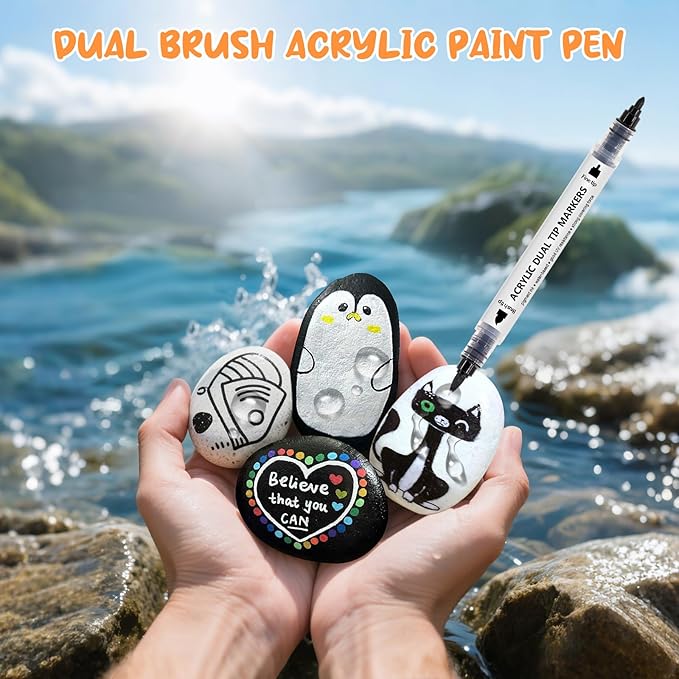 Black White Acrylic Paint Pen Brush - Image 6