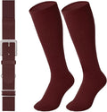 LEACOOLKEY Baseball Belt and Socks Combo Set Adjustable Softball Socks and Elastic Belt for Youth and Adult