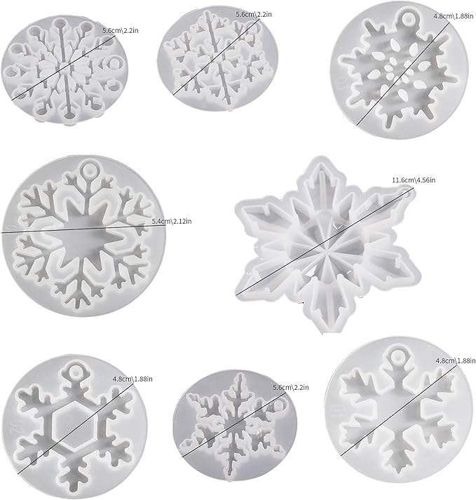 8 Pack Pendant Molds Snowflake Resin Mold - Image 2