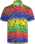 HUURAY Funny Golf Polos for Men Funny Print Short Sleeve Shirts Quick Dry Polo Shirts Hawaiian Shirt Performance Golf Outfits