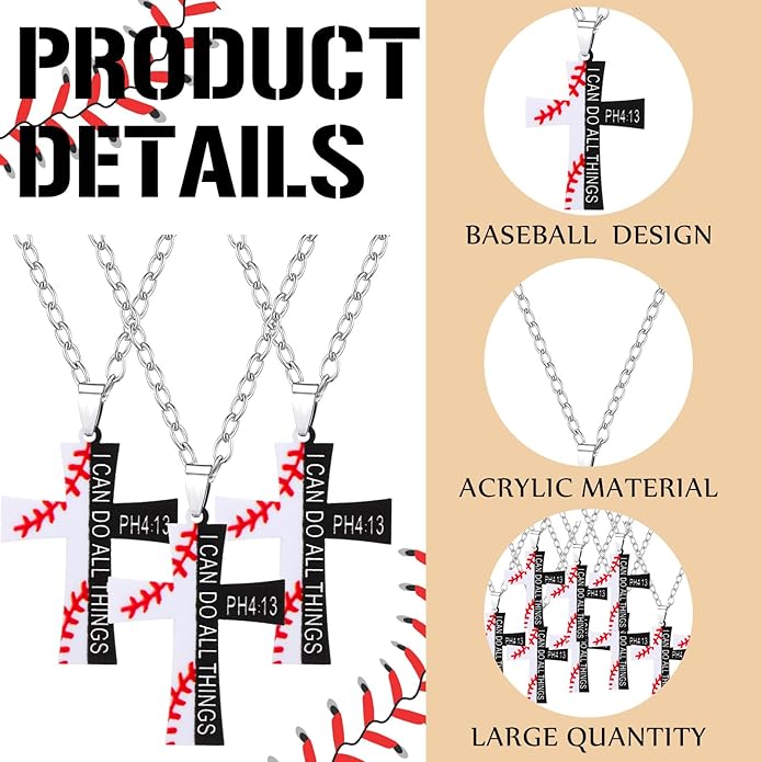 Tondiamo 24 Set Basketball Volleyball Cross Necklace with Card Sport Party Favors Charms Team Gift Bulk Religious Cross Necklace Christian Coach Gifts Jewelry for Sport Player Fans Men