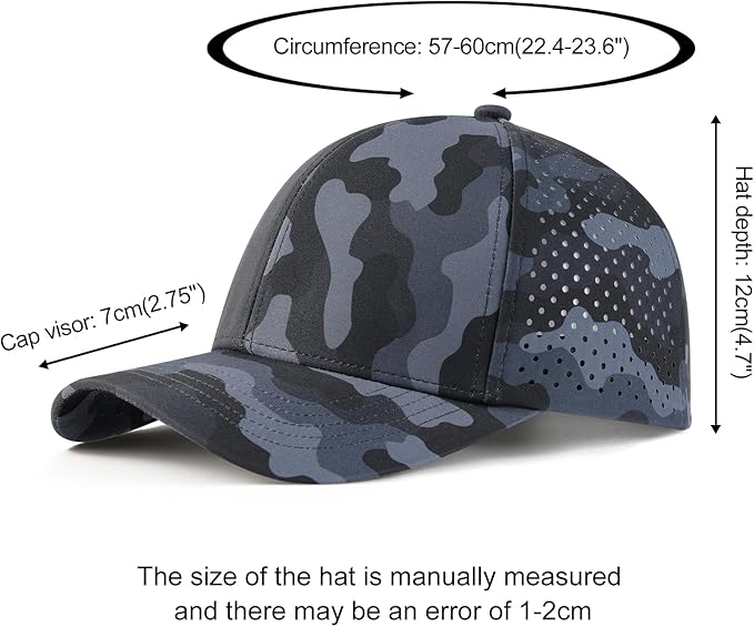 VOBOOM Men Quick Dry Baseball Cap Laser Cut Mesh Ball Curved Brim Snapback Hat