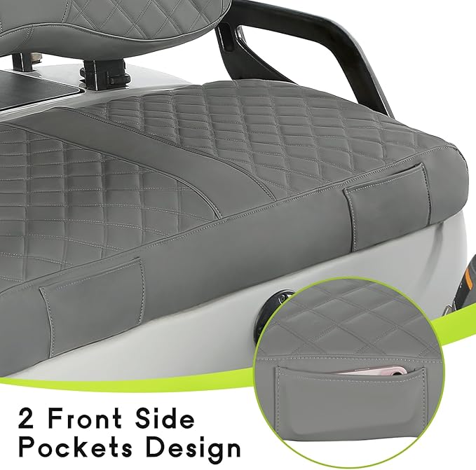 Golf Cart Seat Covers Fit Yamaha Drive G29 2007-2016 Vinyl Leather Front Seat Cover for OEM Ordinary Cushions No Nail Gun Easy to Install & Clean Vinyl Leather Seat Cushion Covers Gray