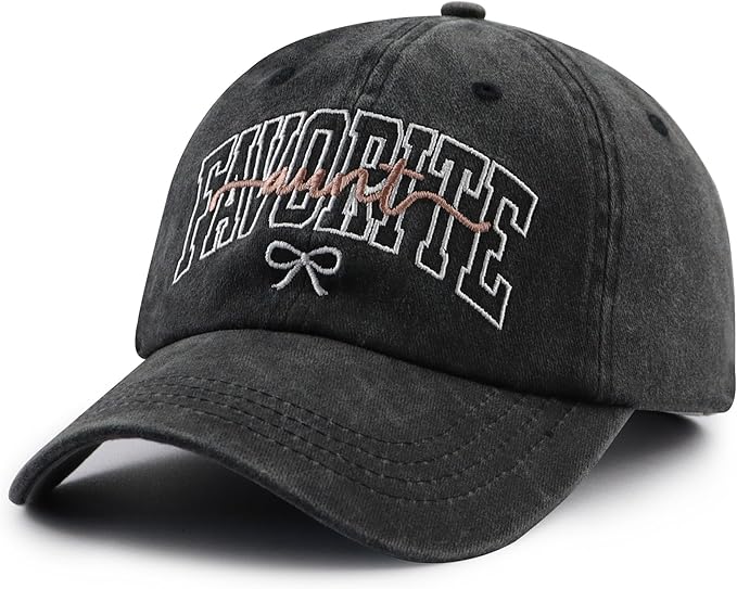 Favorite Aunt Hat for Women, Cute Adjustable Cotton Embroidered Auntie Baseball Cap