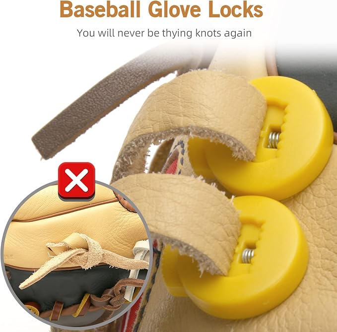 AliBall Glove Locks, Lace Locks for Baseball Glove 8 Pack, Never Need Thying Knots Again, Strong Elasticity, Made Plastic and Springs, Fits All Gloves, Baseball Gloves Accessories