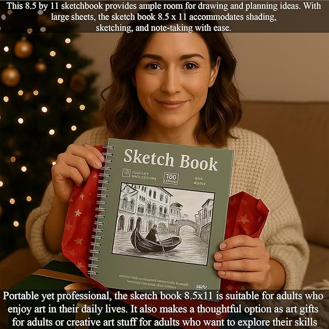 Sketch Book 8.5"x11", Spiral Sketchbook Pack of 2, SuFly 200 Sheets Acid Free - Image 7