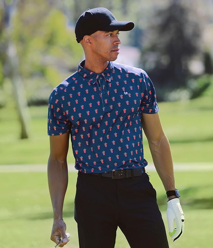Tipsy Elves Men's Performance Golf Shirt - 4-Way Stretch, Quick Dry, Athletic Cut - Golf Polo