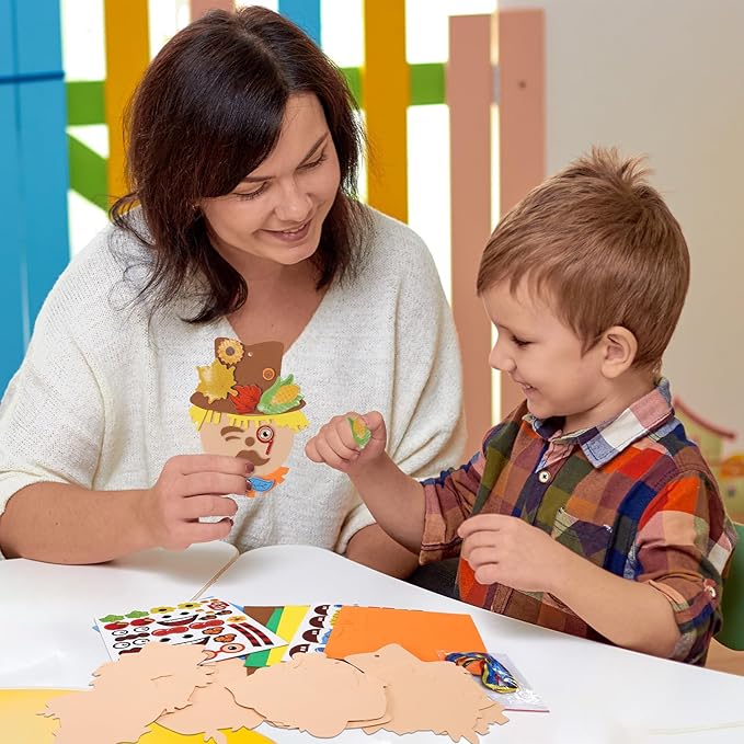 Fennoral 12 Pack Fall Craft for Kids Make You Own Scarecrow Foam Stickers DIY - Image 2
