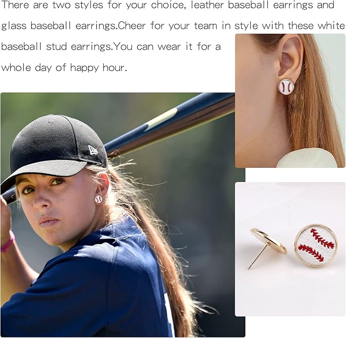 Baseball Earrings for Women Baseball Mom Accessories Essentials Game Day Fan Gifts Lightweight Sports Stud Earrings Jewelry Game Day Shirts Women