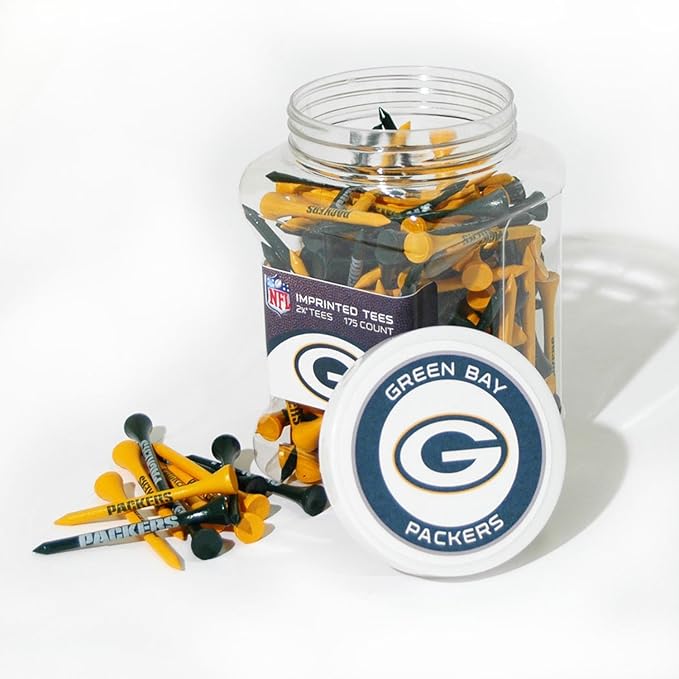 Team Golf NFL Green Bay Packers Jar Of 175 Golf Tees 2-3/4" Golf Tees, 175 Pack, Regulation Size, Multi Team Colors