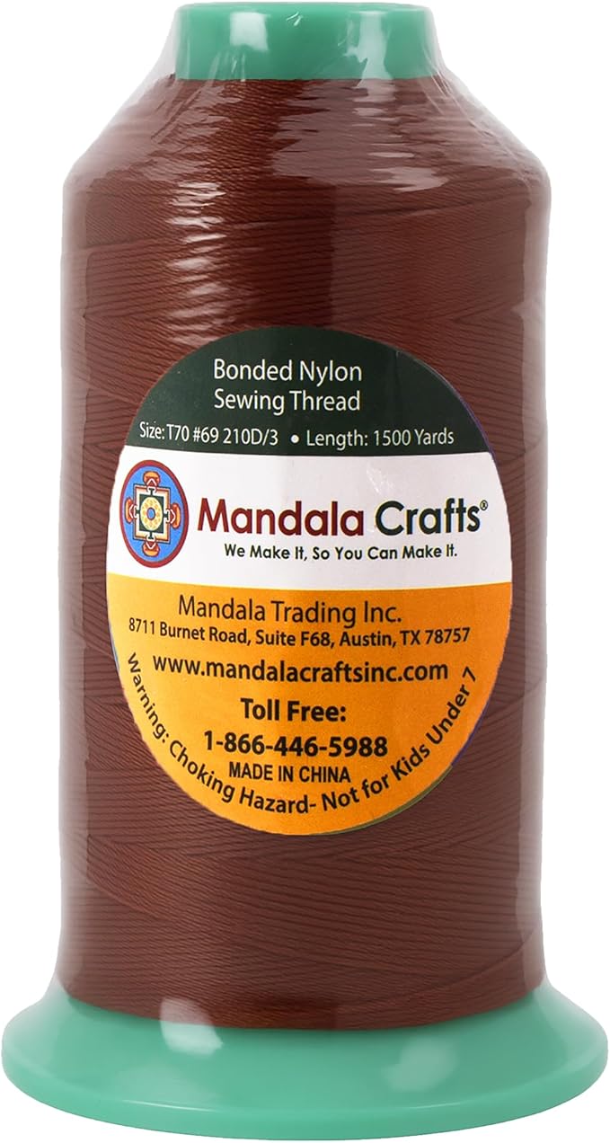 Mandala Crafts Size 69 210D T70 Bonded Nylon Thread Copper Brown Heavy Duty - Image 3