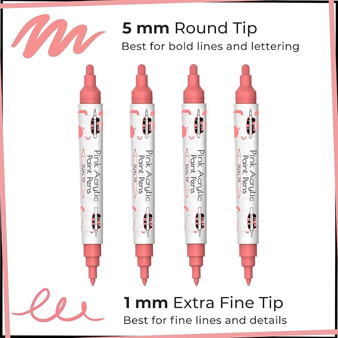 4 Dual Tip Pink Paint Pen Metallic - Image 2