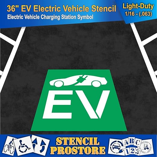 Pavement Stencils - 36 in - Electric Vehicle Silhouette - 35'' x 41'' x 1/16" - - Image 3
