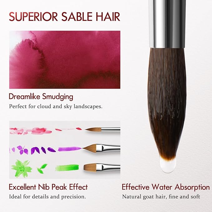 Sable Paint Brushes Professional Watercolor Paintbrushes Set - Image 2