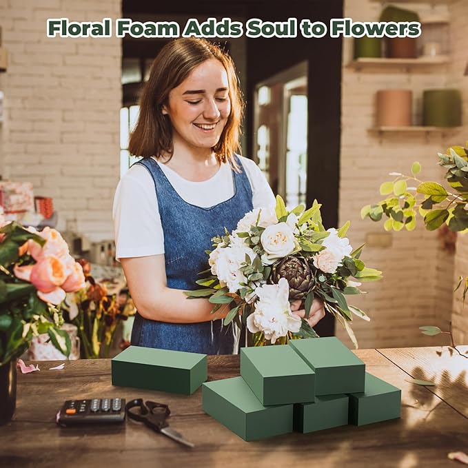 Upgraded 6 Pack Floral Flower Foam Blocks, Wet & Dry Florist Foam Styrofoam - Image 6