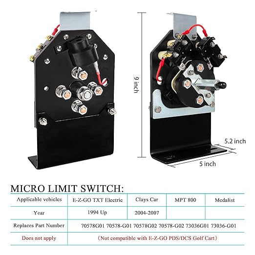 10L0L Golf Cart Forward Reverse Switch Assembly for Electric Golf Cart EZGO TXT (1994 Up) Replaces Part 70578G01, 70578G02, 73036G01