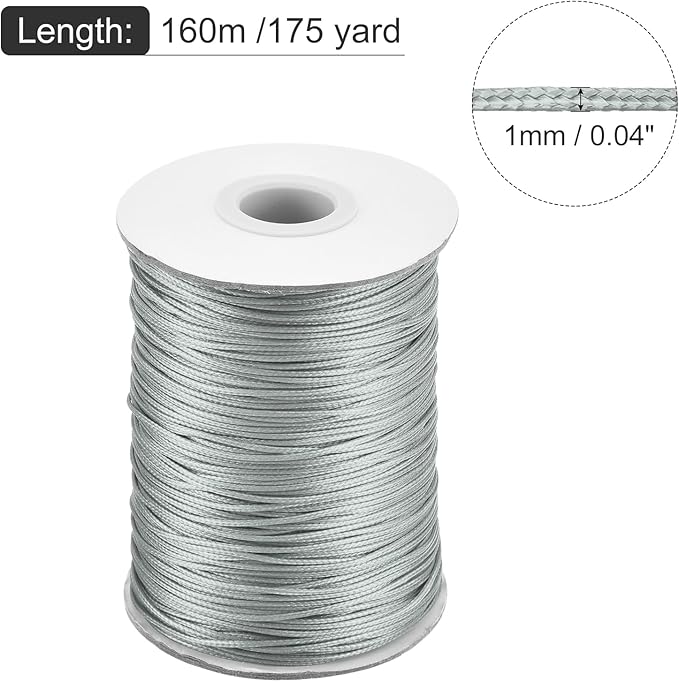MECCANIXITY Waxed Cord 1mm Waxed Polyester Cord 175 Yard Wax String - Image 2