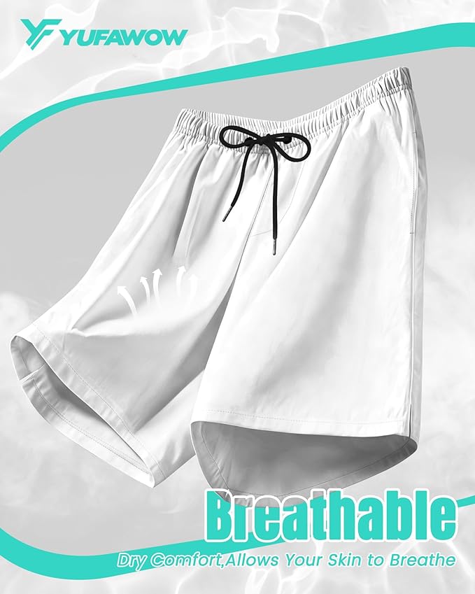9 Inch Men Swim Trunks with Mesh Lining Quick Dry Breathable Pockets for Summer Beach Cruise Water Park Gym Running