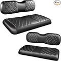 NOKINS 4PCS Golf Cart Diamond Seat Covers Kit,Front and Rear Seat Covers for Club Car Precedent/EZGO TXT/Yamaha Original Regular Seat Cushion (Black&Black Stitching, Fit EZGO TXT 1994-2013)