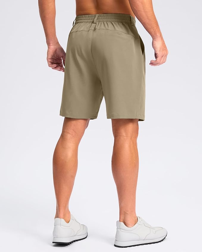 Pudolla Men's Casual Shorts 7"/9"/5" Lightweight Golf Shorts with 3 Pockets Stretch Quick Dry Comfy Work Shorts