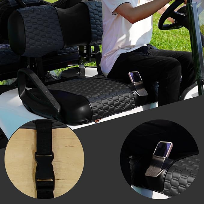 Golf Cart Seat Covers for EZGO TXT Club Car DS Gas or Electric OEM Regular Seat Cushion, No Staple, Golf Cart Vinyl Replacement Seat Cover
