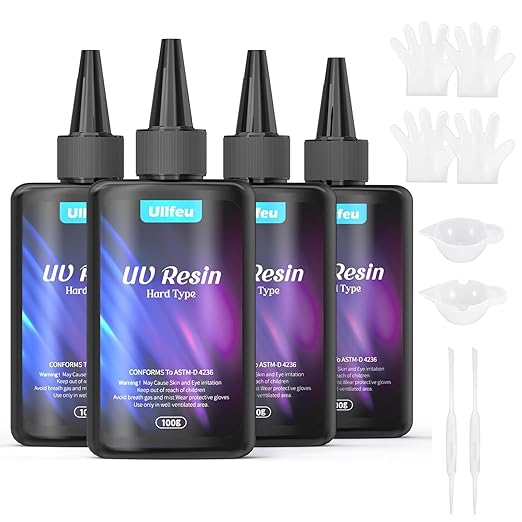 UV Resin 400g Bulk No Odor Upgrade Clear UV Epoxy Resin Hard Fast Cure Resin by ULLFEU