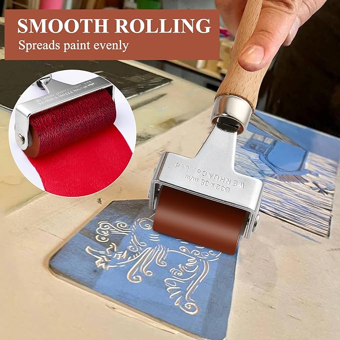 Supkiir 3Pcs Rubber Brayer Roller, Mix Size Rubber Roller Tool - Image 5
