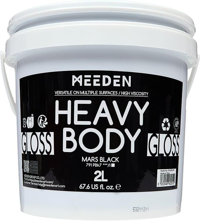 MEEDEN Mars Black Acrylic Paint: 2L/67.64oz Heavy Body Gloss Art Paint by MEEDEN