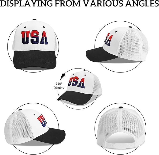 American Flag Patriotic Baseball Cap | Embroidered USA Flag 100% Cotton Adjustable Hat for Men & Women