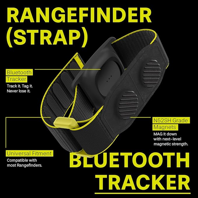 MAG-iT Magnetic Golf Range Finder Strap with Built-in GPS Tracker – GPS Tracker Holder Compatible with Find My App – Magnetic Mount for Golf Cart - Black
