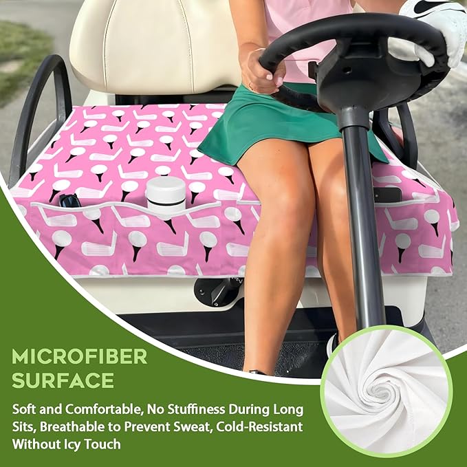 Golf Cart Seat Covers Club Car Golf Cart Accessories 4 Pockets Golf Carts Seat Towel Blanket for Men Women Golf Cart Decor