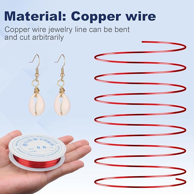 0.8 mm Dia. 10 Rolls Copper Jewelry Wire, 10 Assorted Colors Beading Wire - Image 3
