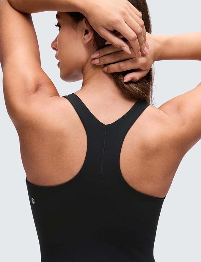 CRZ YOGA Butterluxe Racerback Mini Dress for Women - A Line Crewneck Casual Travel Outfits with Bras No Built-in Shorts