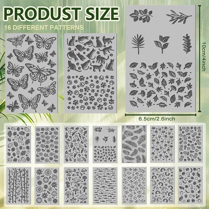 CHGCRAFT 16 Sheets 16 Styles Animals Dandelions Polymer Clay Texture Mat - Image 2