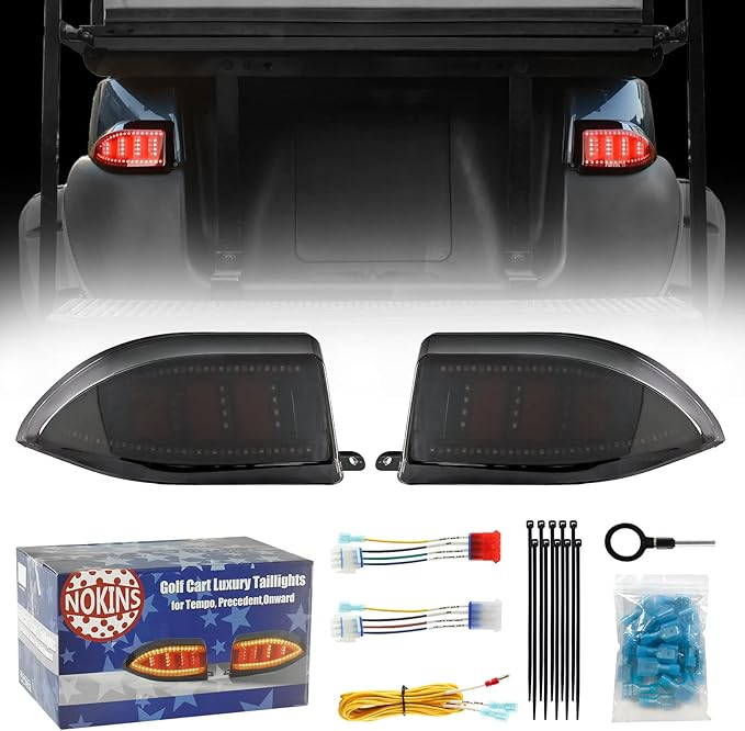 NOKINS Golf Cart LED Tail Lights for Club Car Tempo/Precedent, Deluxe Brake Light,12 Volt Universal Replacement Accessories Gas & Electric Models