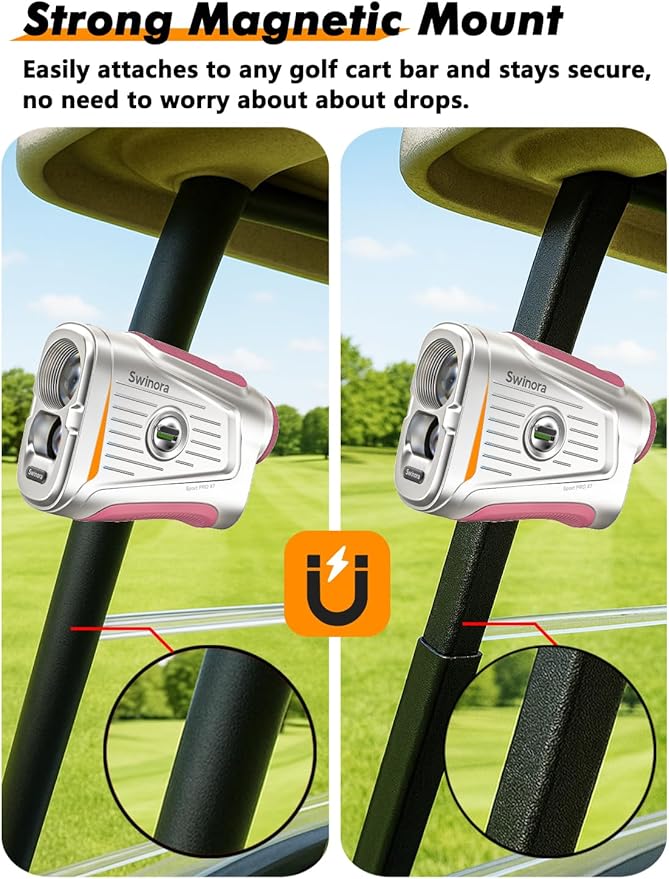 Magnetic Golf Rangefinder with Slope – 7X Magnification, 1300Y Range Finder Golf for All Levels, Fast Flag Lock Vibration, Rechargeable, Waterproof Golf Accessories for Men and Women
