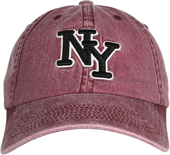 NY 3D Embroidered Cotton Dad Hat – New York Baseball Cap, Adjustable Metal Buckle Strap, Unstructured Low-Profile Style