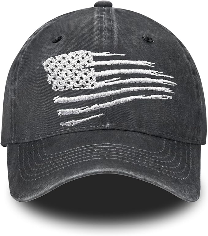 Embroidered Baseball Cap for Women Men Vintage Adjustable Washed Distressed Denim Baseball Hat