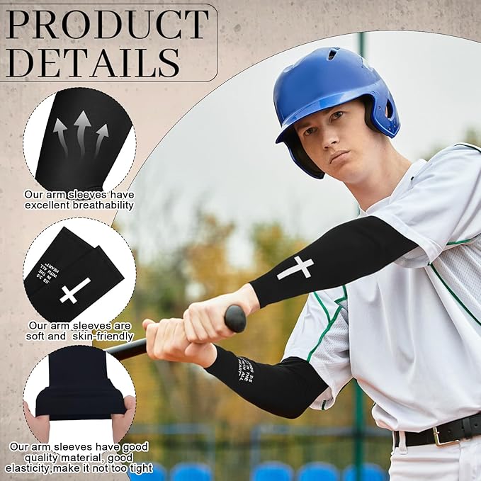 DERTE 6 Pairs Faith Cross Arm Sleeve Jesus Bible Verses Arm Sleeves Christian Compression for Men Women Youth Football