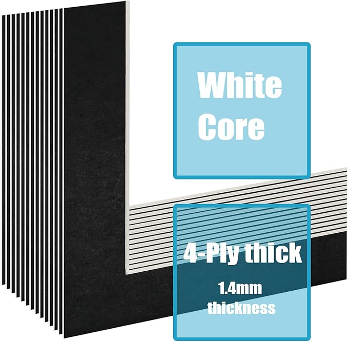 Egofine 8x10 Black Picture Mats Pack of 14, Frame Mattes - Image 3